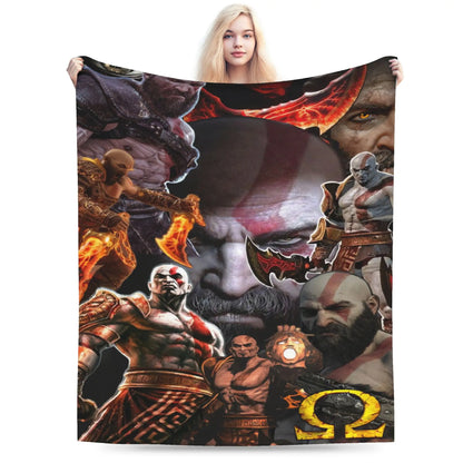 God of War Game Gamers Kratos Blanket Quality Super Soft  Throw Blanket Spring Decorative Couch Chair Sofa Bed Pattern Bedspread
