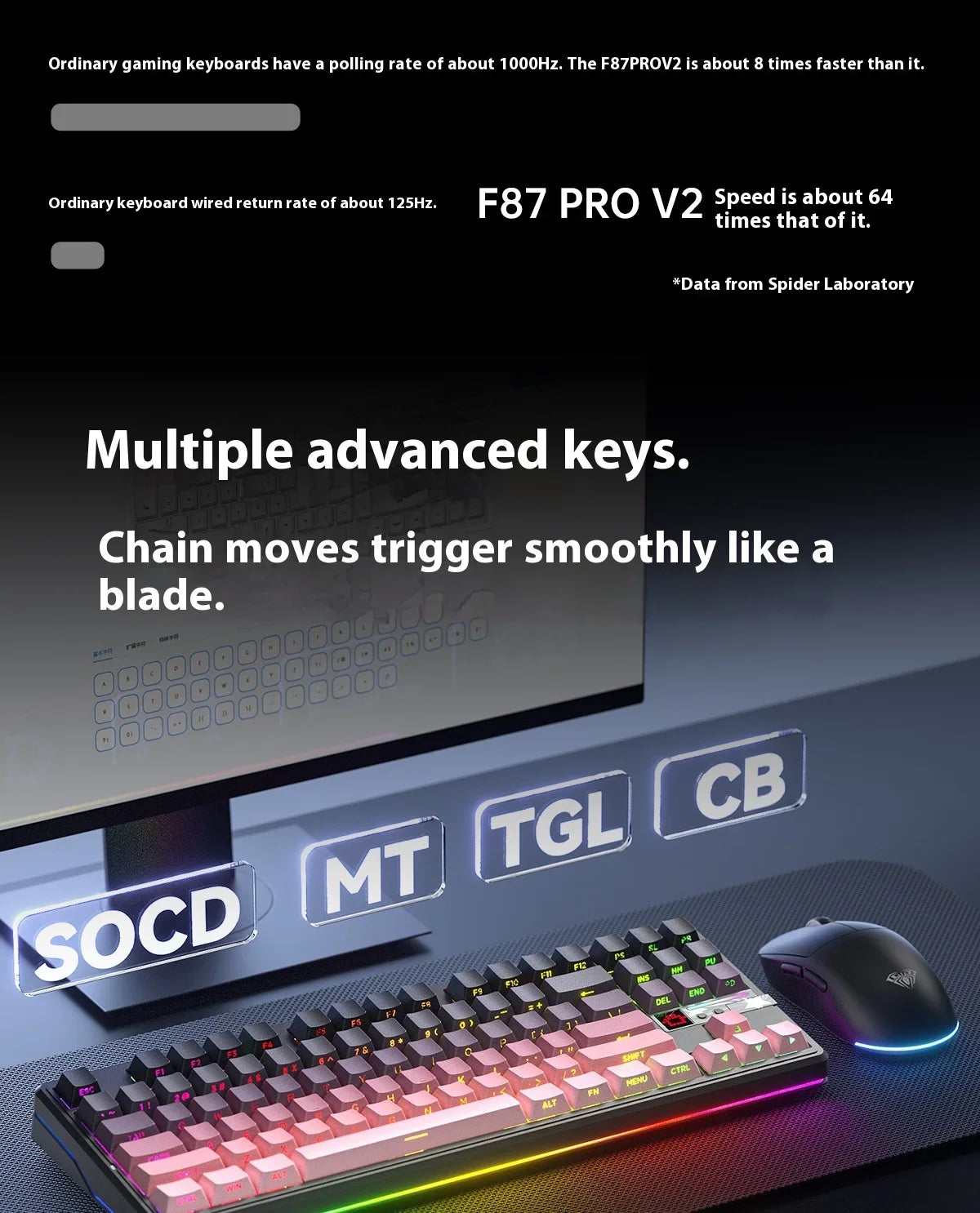 AULA F87 Pro V2 Mechanical Keyboard 3-modes Wireless 12000mAh Long Battery Life Hot-Swap RGB Custom E-Sports Keyboard PC Gaming