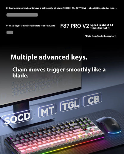 AULA F87 Pro V2 Mechanical Keyboard 3-modes Wireless 12000mAh Long Battery Life Hot-Swap RGB Custom E-Sports Keyboard PC Gaming