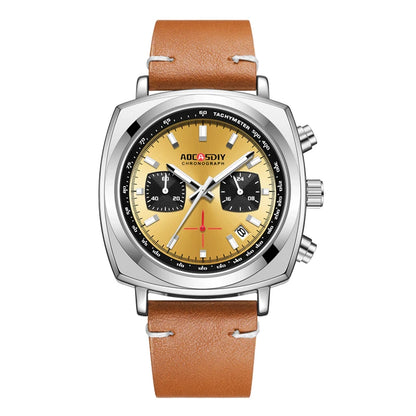 2026 New Square Watches for Men Multi-Functional Three-Eye Six-Pin Timing Waterproof Chronograph Quartz Watch Relogio Masculino