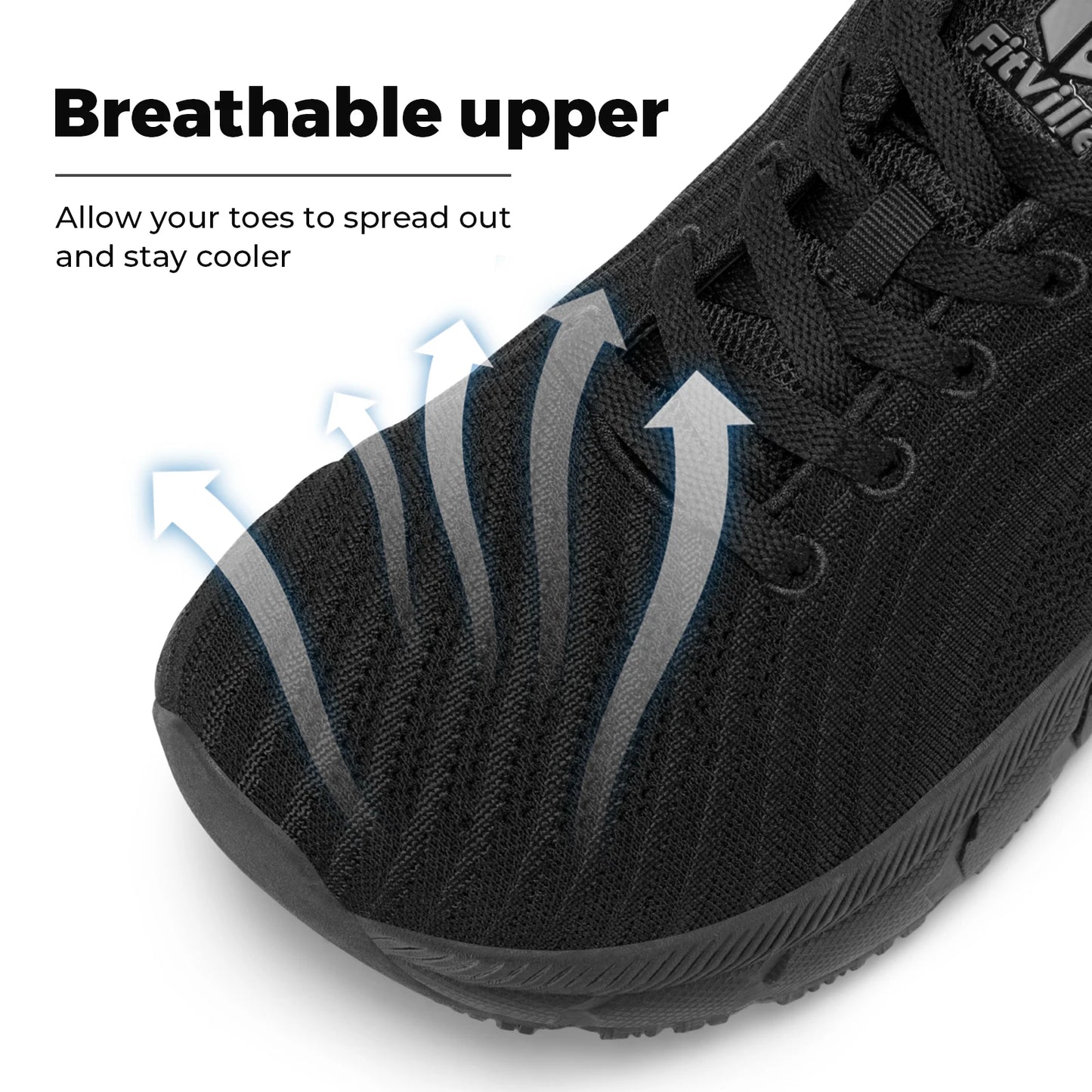 FitVille wide toe box shoes for men, cushioned, extra wide width, non-slip, wide lightweight breathable running shoes