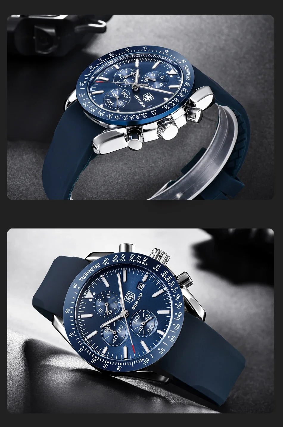Reloj para hombre BENYAR 5140, reloj deportivo informal, reloj de cuarzo de lujo resistente al agua, cronógrafo militar de marca de alta gama.