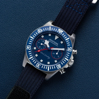 Cronógrafo SEESTERN para homem com movimento mecânico Tianjin ST1901, vidro de safira, bracelete de nylon, autocolante, luminoso, esqueleto