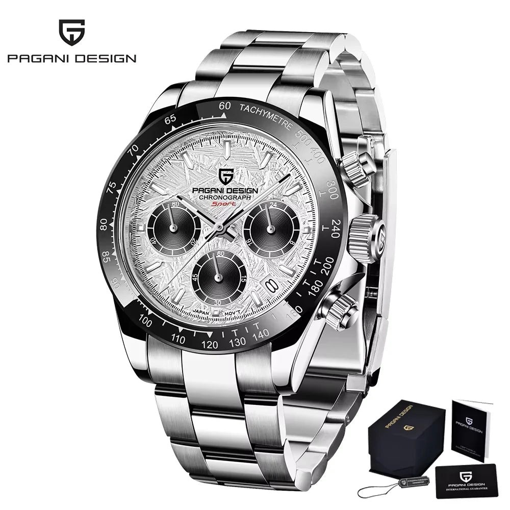 Nuevo original PAGANI DESIGN PD-1664 reloj de pulsera de lujo para hombre con movimiento de cuarzo japonés VK63, cristal de zafiro, cronógrafo impermeable dorado
