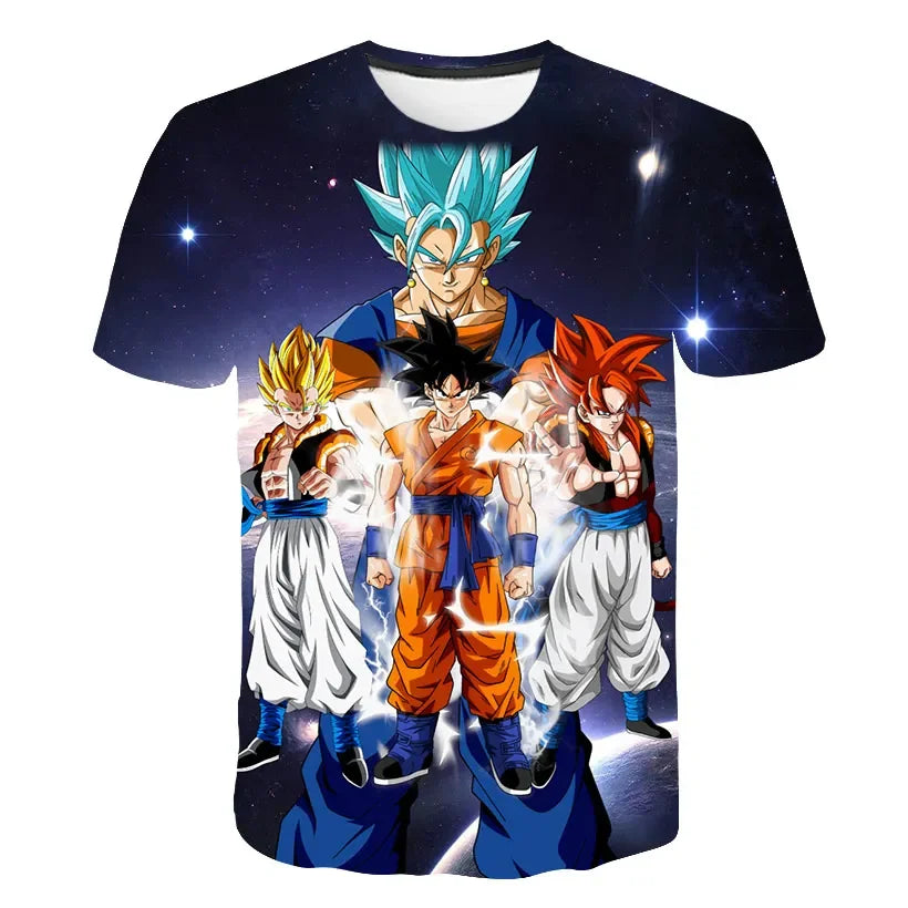 2024 New Fashion Dragon Ball 3D T-shirt Summer Short Sleeve O-Neck Goku Vegeta Men's Casual Shirt Boys'