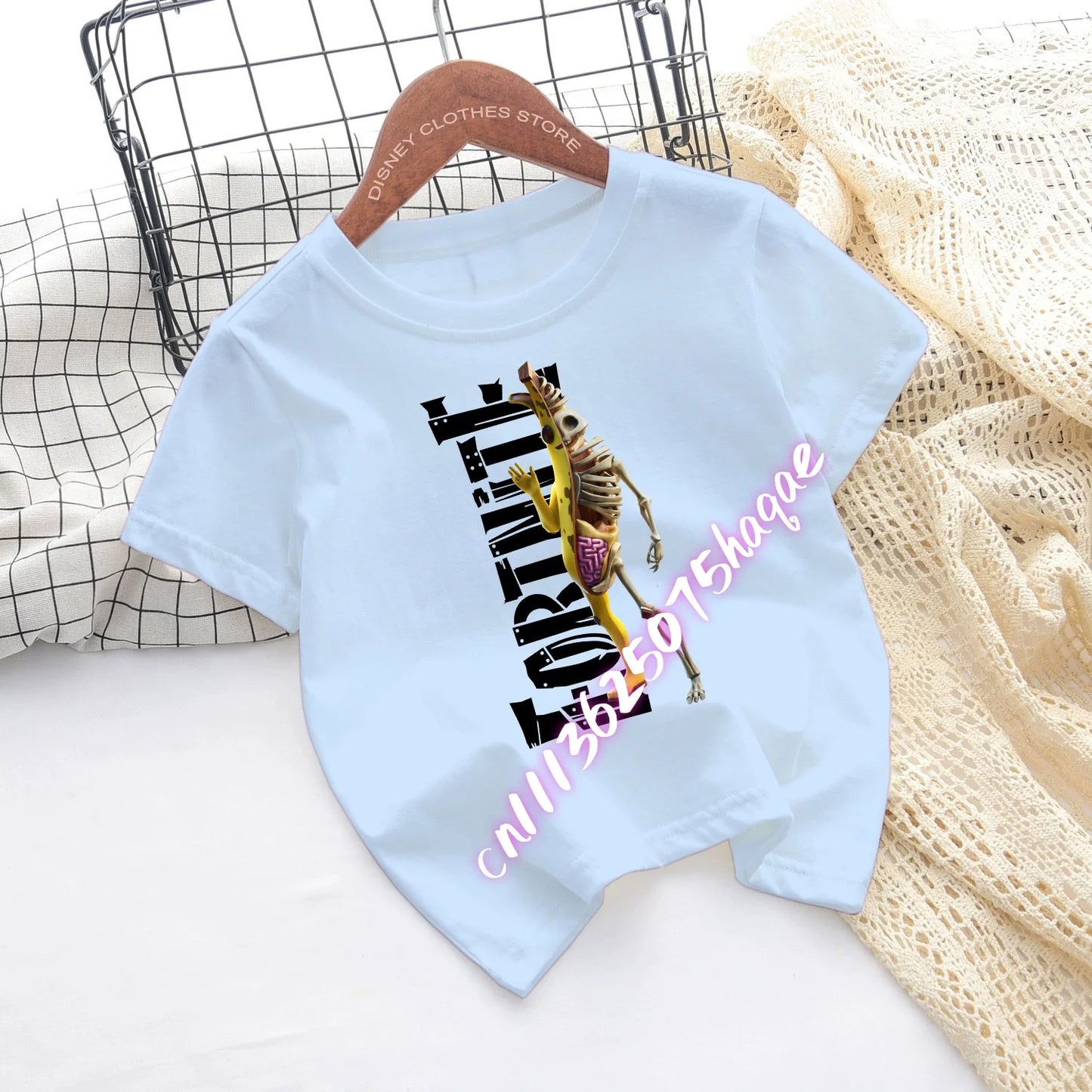 T-shirts de Criança Fortnite com Estampado de Figuras Cartoon do Jogo Fortress Night, Tops de Manga Curta para Verão, Roupa para Rapazes e Raparigas