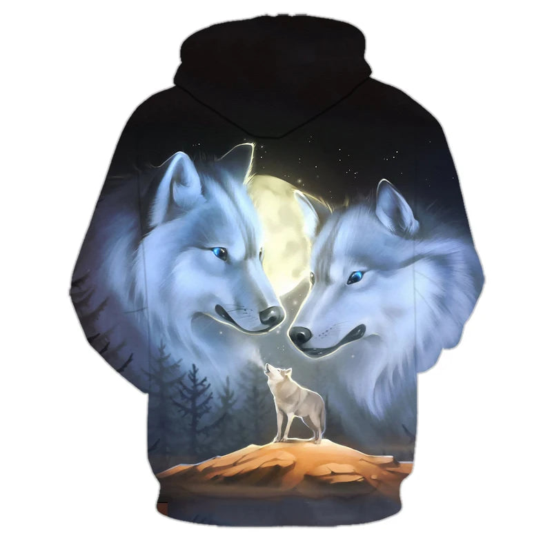 Felpe con cappuccio oversize 3D Animal Wolf da uomo e donna, moda casual, pullover hip hop Harajuku streetwear