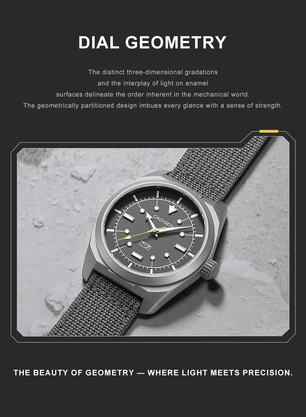 CADISEN TI-7 Autodyne Titanium steel Automatic Mechanical Canvas Wristwatch MIYOTA 8215 Luminous Sapphire Waterproof Man Watches
