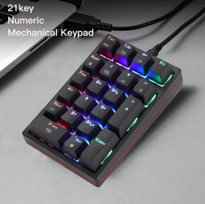 Motospeed K24 Macro Mechanical Numeric Keypad Wired 21 Keys RGB Backlight Numpad Gaming Keyboard Red Blue Switch For PC Notebook
