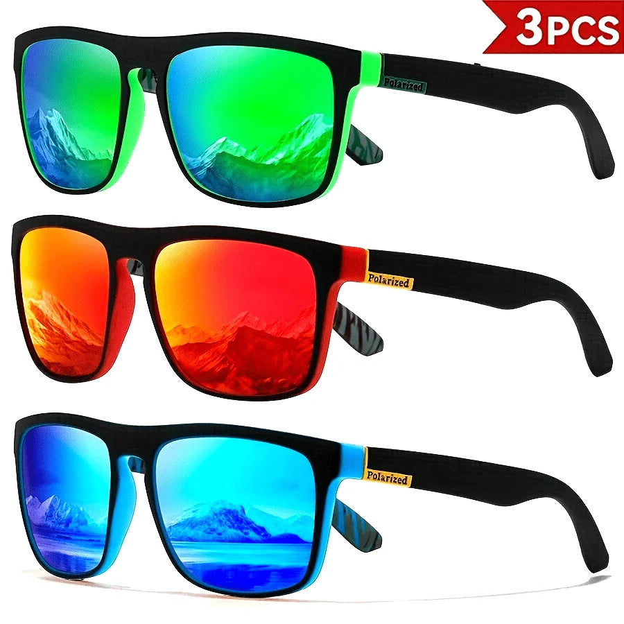 1-4PCS Men Classical Square Polarized Sports Sunglasses Lightweight PC Frame UV400 for Driving Fishing Cycling Unisex Durability