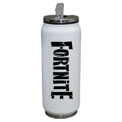 Copo Fortnite com Palhinha para Água, Caneca Desportiva de Exterior em Aço Inoxidável, Copo Portátil de Estudante para Café, 450ML, Presente de Aniversário