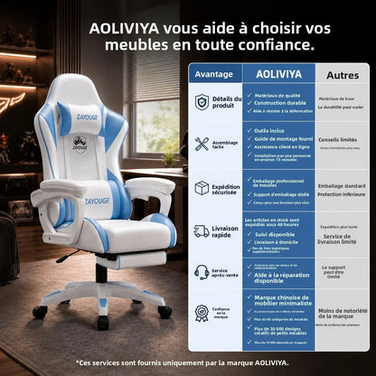 Cadeira de Escritório Gaming Reclinável AOLIVIYA para Computador em Casa, Rotativa, com Elevação, Encosto e Apoio para Pés, para Cybercafé e E-Sports