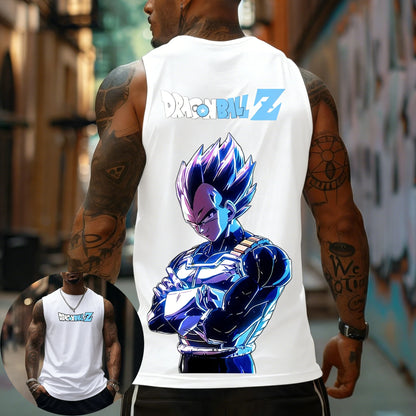 T-shirt de homem Dragon Ball Z Super Blue Vegeta, colete fitness retro americano, estilo Y2K Harajuku, nova coleção primavera e verão, para uso diário