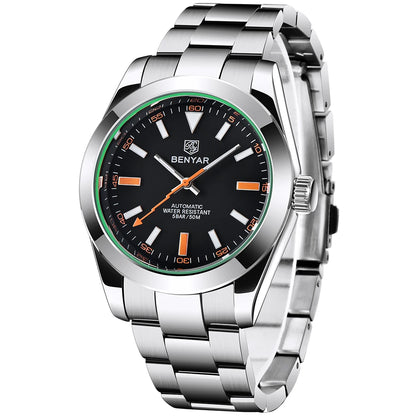 BENYAR – Nuevo reloj para hombre, marca de lujo, reloj mecánico automático, resistente al agua hasta 50 m, modelo deportivo con agujas luminiscentes