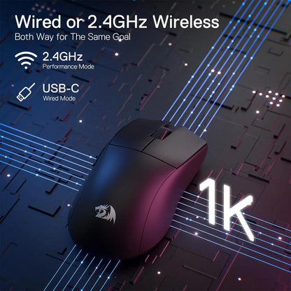 Rato Gaming Sem Fios Redragon M916, Ultra-Leve 49G, 8K DPI, 2.4G, com Design Ergonómico de Pega Natural
