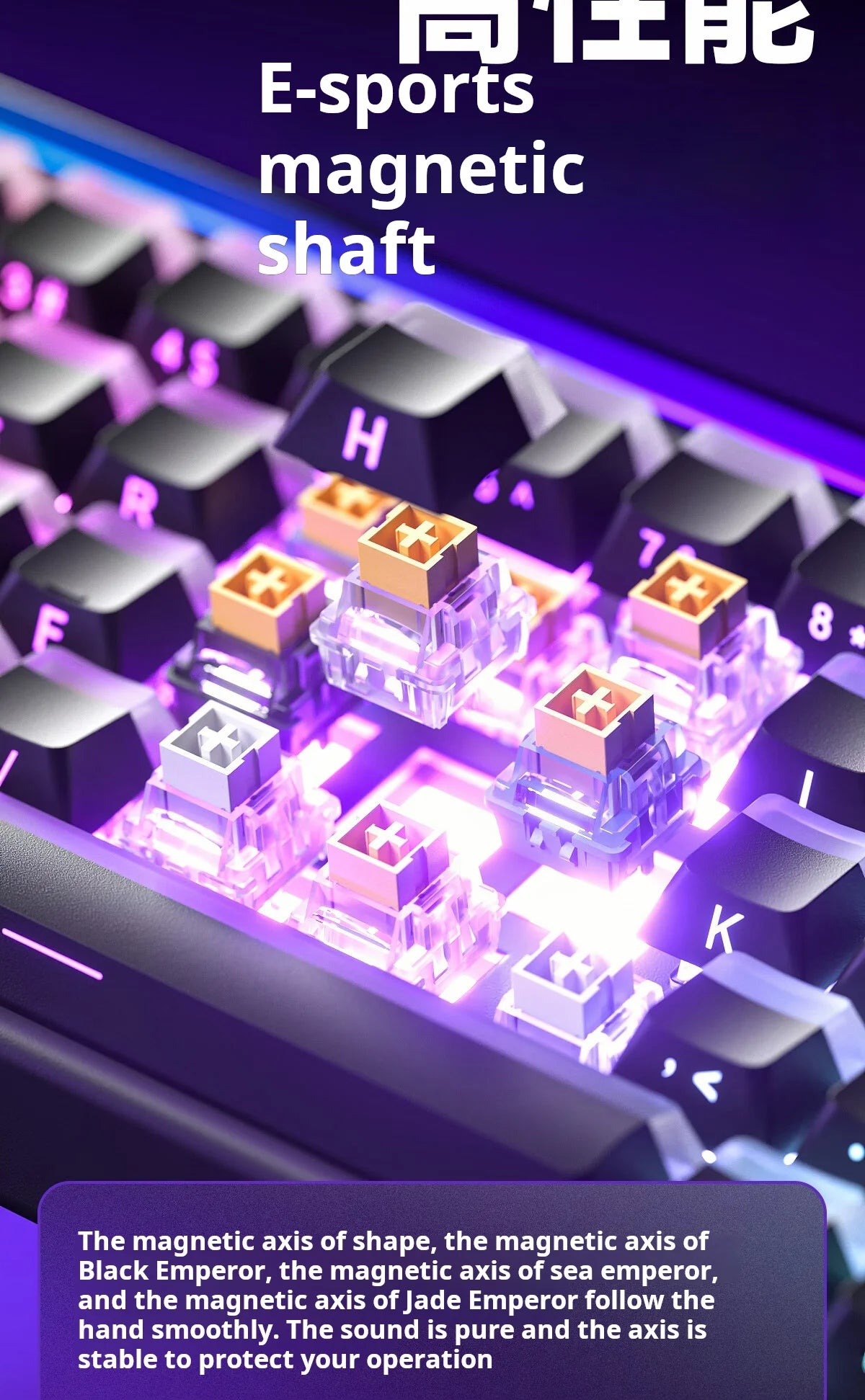 Teclado mecánico gaming AULA HERO 68 HE con eje magnético RT, cable, iluminación RGB, tasa de sondeo 8K y grabado lateral
