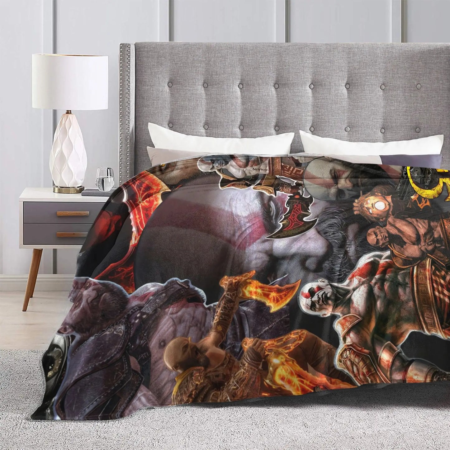 God of War Game Gamers Kratos Blanket Quality Super Soft  Throw Blanket Spring Decorative Couch Chair Sofa Bed Pattern Bedspread