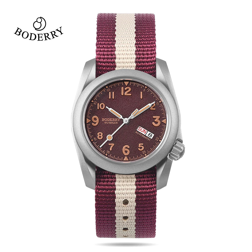 Relógio masculino Boderry Field Watches VOYAGER, caixa em bronze, mecânico automático, 100M impermeável, estilo militar, marca de topo
