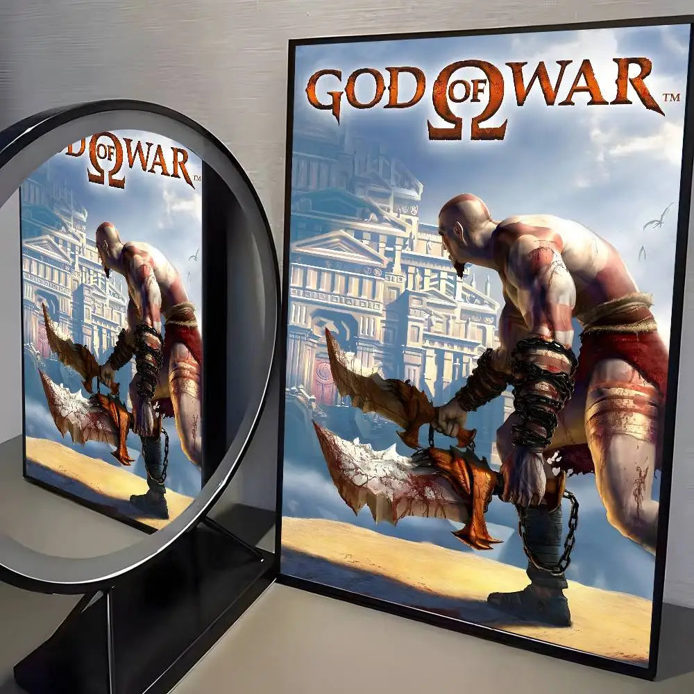 Classic pop God of War Ragnarok poster art HD canvas advanced aesthetic Printing Paper Wall Art for Living Room Home Decor