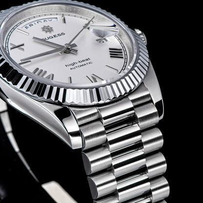 Sugess 40mm Men's Watches Automatic Date Mechanical Day Wristwatch Peacock SL3034 Movement Sapphire Waterproof Luxury Retro New