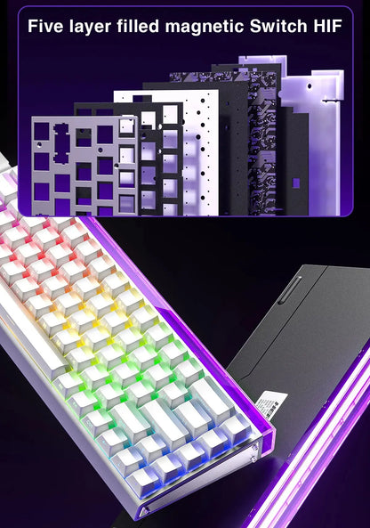 AULA HERO 68HE Teclado Mecânico Gaming RGB com Switch Magnético Rapid Trigger Retorno 8K com Fio Teclado Personalizado para Esports