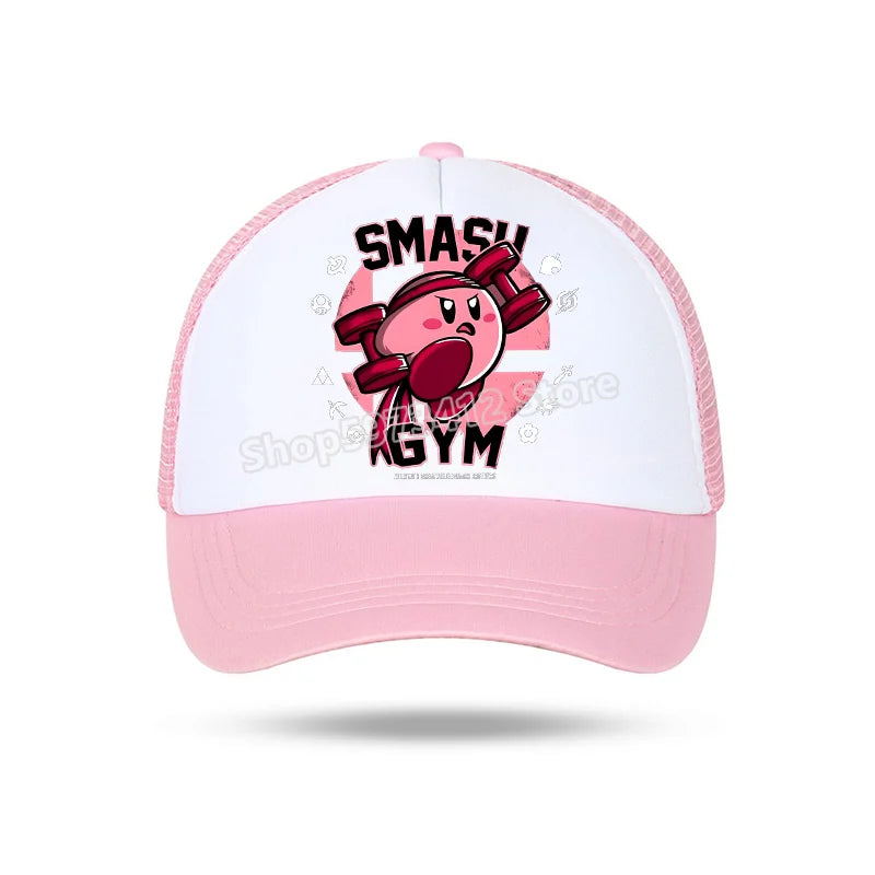 Kirby Summer Baseball Polyester Hats Universal Casual Cap Truck Driver Cartoon Peripheral Items Adult Adjustable Children Action