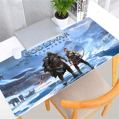 Large Game God of War Mousepad XL Desktop Natural  Rubber Desk Mat Kawaii Gaming Accessories Students Writing Pad Desk Mat 80x30