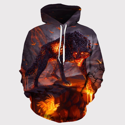 Felpe con cappuccio oversize 3D Animal Wolf da uomo e donna, moda casual, pullover hip hop Harajuku streetwear