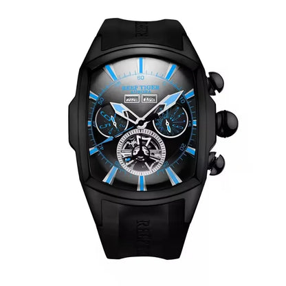 Reef Tiger 316L Stainless Steel Wine Barrel Automatic Watch Fashion Mulitfunction Tourbillon Mechanical Watches for Men RGA3069