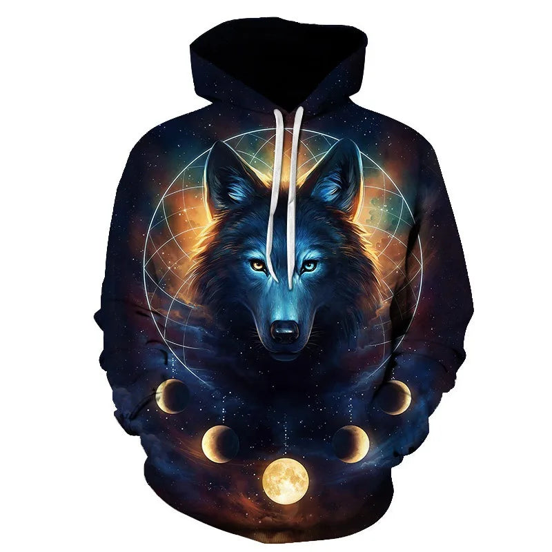 Felpe con cappuccio oversize 3D Animal Wolf da uomo e donna, moda casual, pullover hip hop Harajuku streetwear