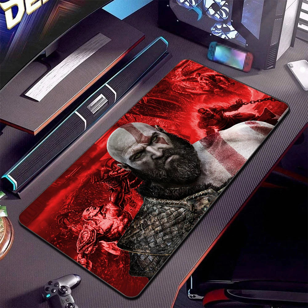 Game God Of War Big Mousepad Large Keyboard Desk Mat Pc Computer Gaming Gamer Mouse Pad LockEdge Rubber Non-slip Mats 90x40cm