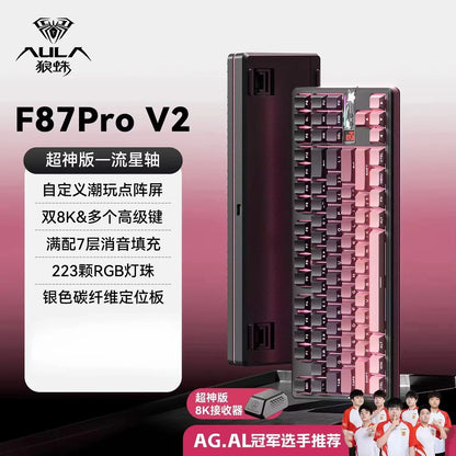 AULA F87 Pro V2 Mechanical Keyboard 3-modes Wireless 12000mAh Long Battery Life Hot-Swap RGB Custom E-Sports Keyboard PC Gaming