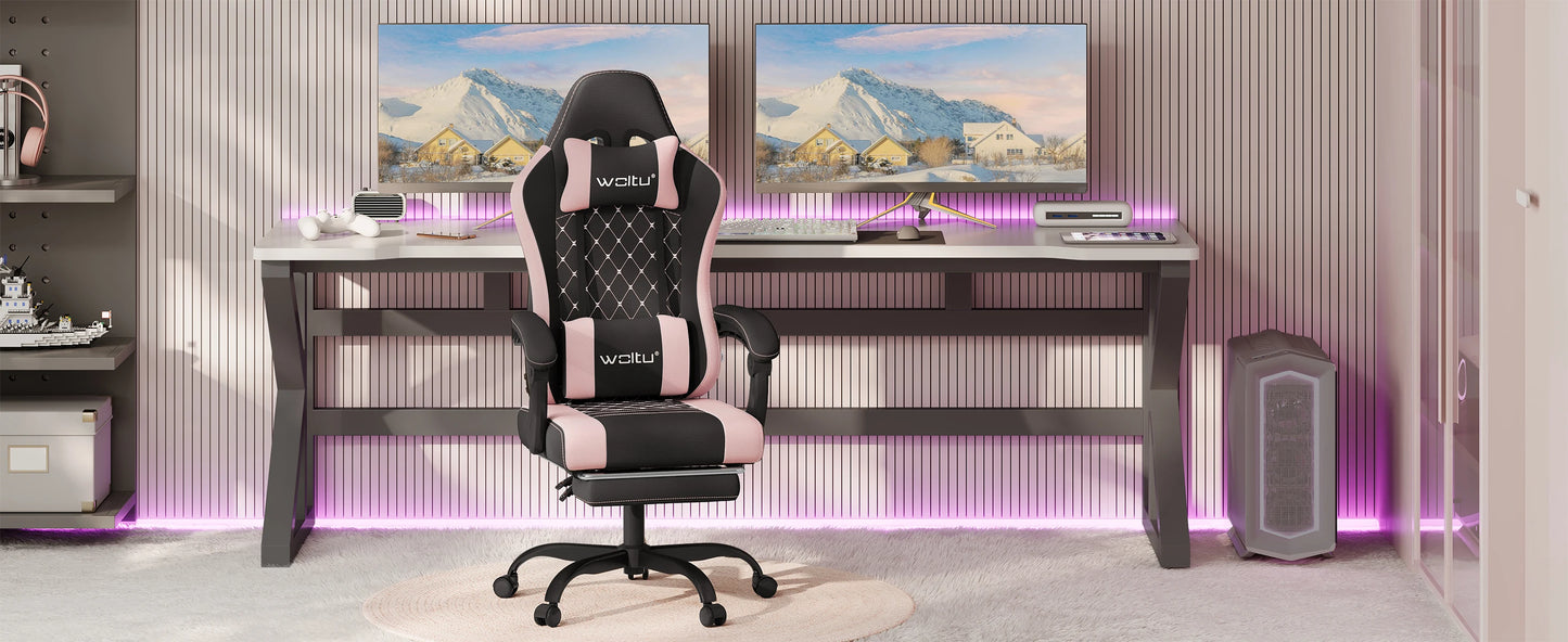 WOLTU Massage Gaming Chair Ergonomic Gamer Chair with Footrest, Lumbar Support, Adjustable Headrest, Swivel Computer Office Chair