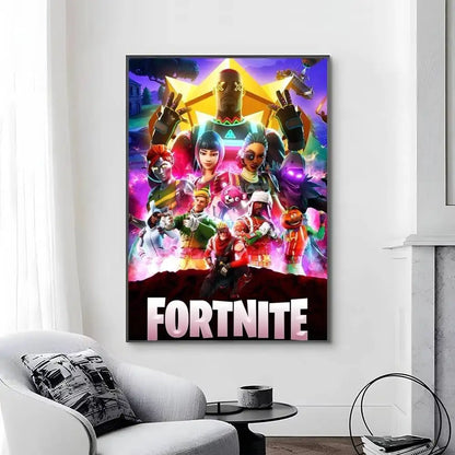 Game F-F-Fortnite Posters Self-Adhesive Waterproof Ideal For Living Room Bedroom Bar Decoration