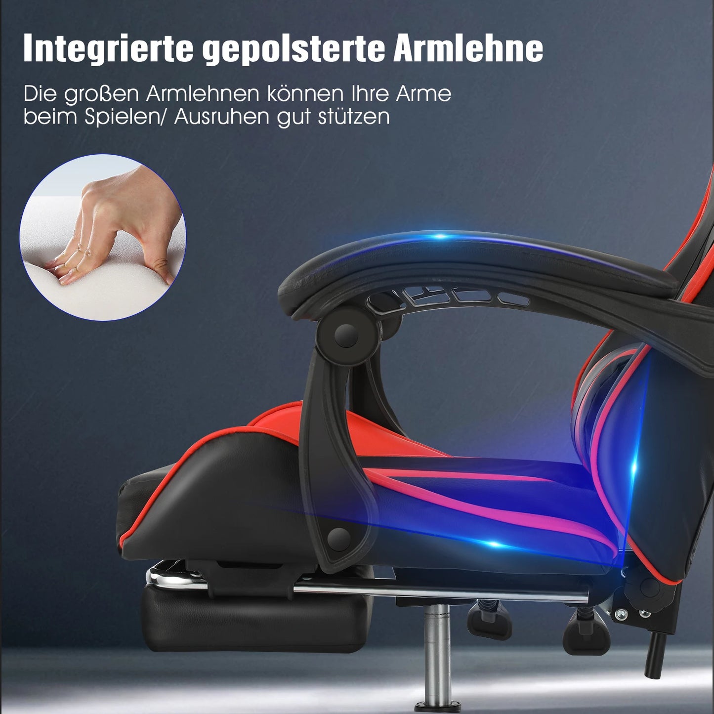 Ergonomic Gaming Chair Racing Style with Footrest, Lumbar Support, Adjustable Height, Reclining Computer Chair with Armrests & Headrest