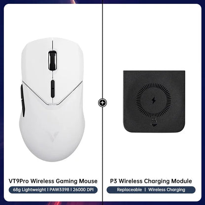 Mouse da gaming wireless Rapoo VT9PRO PAW3398 68g cablato programmabile ergonomico 26000DPI Type C ricaricabile accessorio per PC gamer