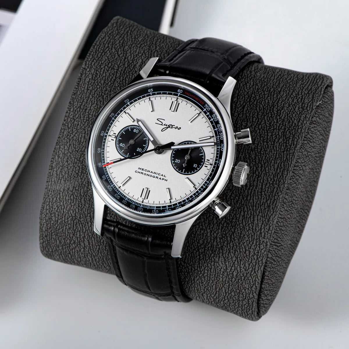 Sugess 1963 Pilot Watch Men Mechanical Chronograph Panda Wristwatch Air Force Sapphire Waterproof for Seagull Movement ST1901 v3