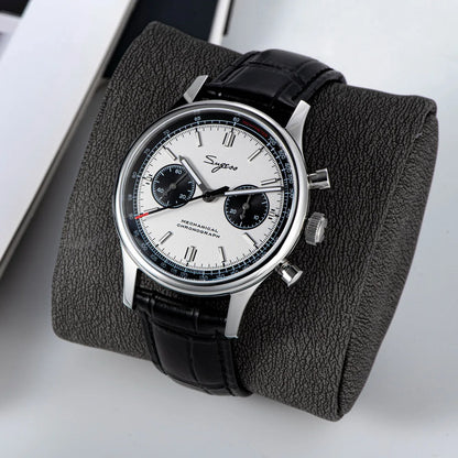 Sugess 1963 Pilot Watch Men Mechanical Chronograph Panda Wristwatch Air Force Sapphire Waterproof for Seagull Movement ST1901 v3