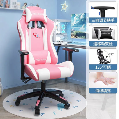 Sedia da gaming Sedia per computer Comoda seduta reclinabile Gaming LIVE Casa per studenti in dormitorio Ergonomia per uso sedentario
