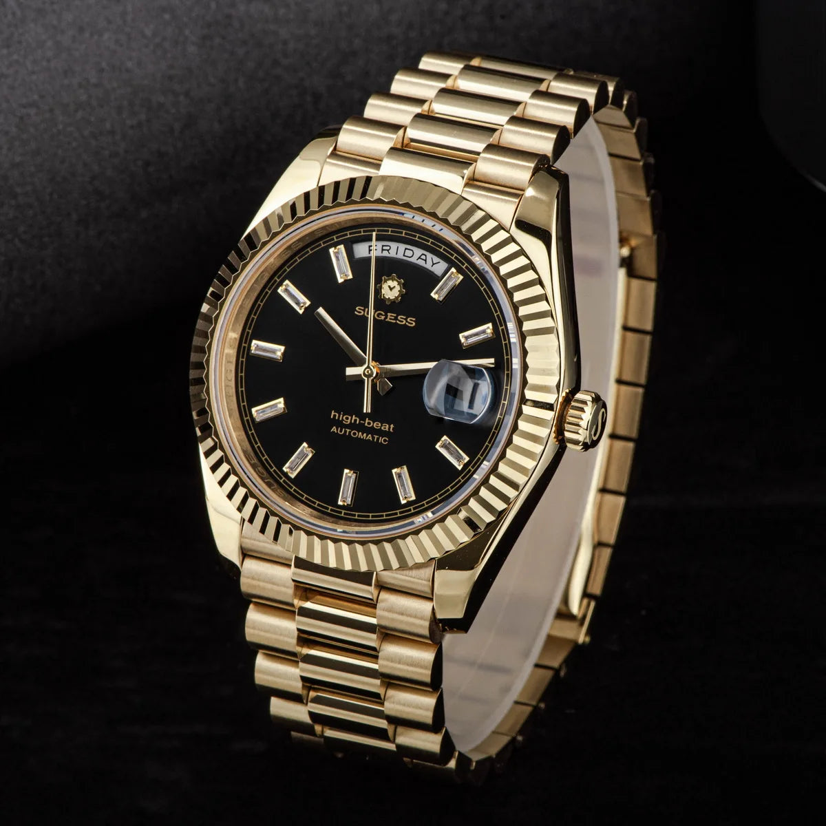 Sugess 40mm Men's Watches Automatic Date Mechanical Day Wristwatch Peacock SL3034 Movement Sapphire Waterproof Luxury Retro New