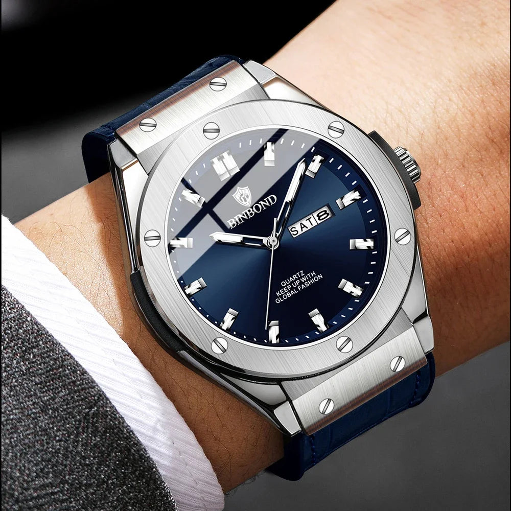 Pánske hodinky, ležérny štýl, kožený remienok, automatický alebo quartzový model, luxusný doplnok, ideálny darček, trendy náramkové hodinky.