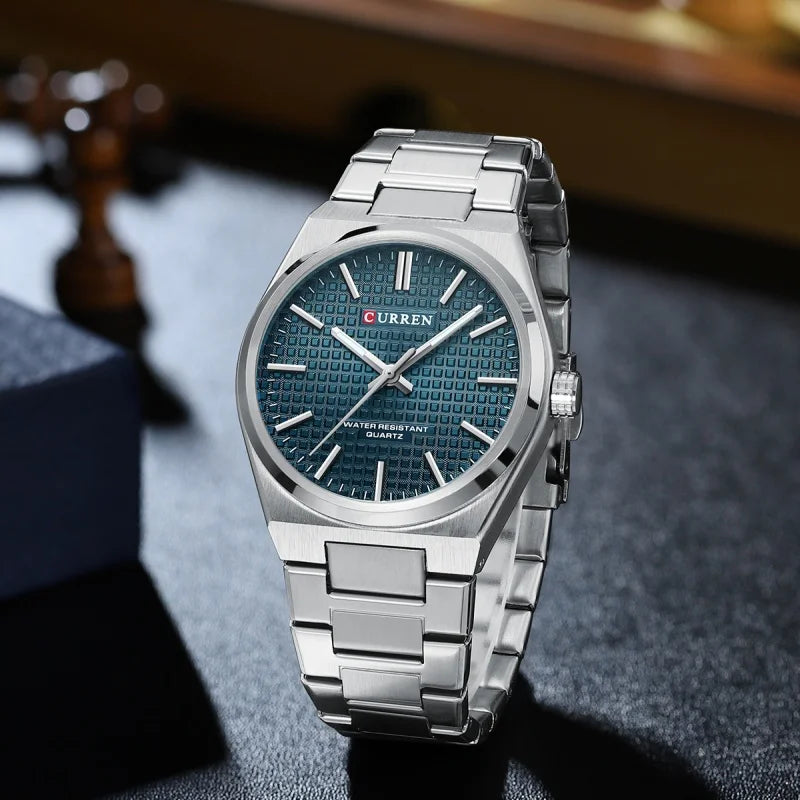 Montre pour homme CURREN 8439 – Modèle de grande marque, style luxe et professionnel, étanche, en acier inoxydable, type militaire, à mouvement quartz.