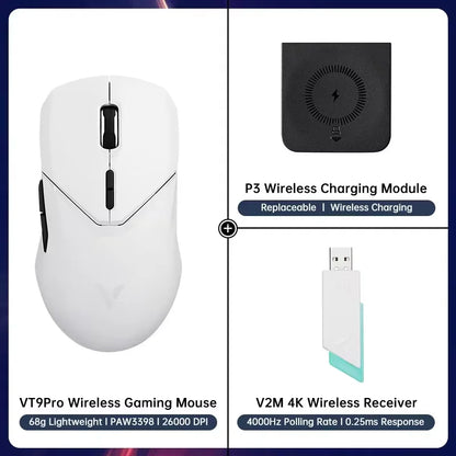 Mouse da gaming wireless Rapoo VT9PRO PAW3398 68g cablato programmabile ergonomico 26000DPI Type C ricaricabile accessorio per PC gamer