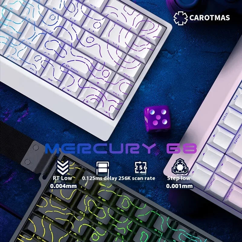 Teclado mecánico IROK Carotmas Mercury68 con interruptores magnéticos, 8K, 68 teclas, RT0.004mm, baja latencia, teclado gaming con cable personalizable para PC, ideal para regalo