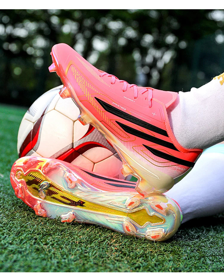 Chaussures de football pour adultes, économiques, en tissu mélange de polyuréthane, avec crampons en caoutchouc résistants et antidérapants, idéales pour les amateurs et les passionnés de football.