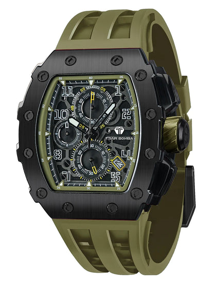 TSAR BOMBA Watch for Men Luxury Brand Tonneau Design Waterproof Clock Stainless Steel Wristwatch Fashion Rectangle Men's Watch