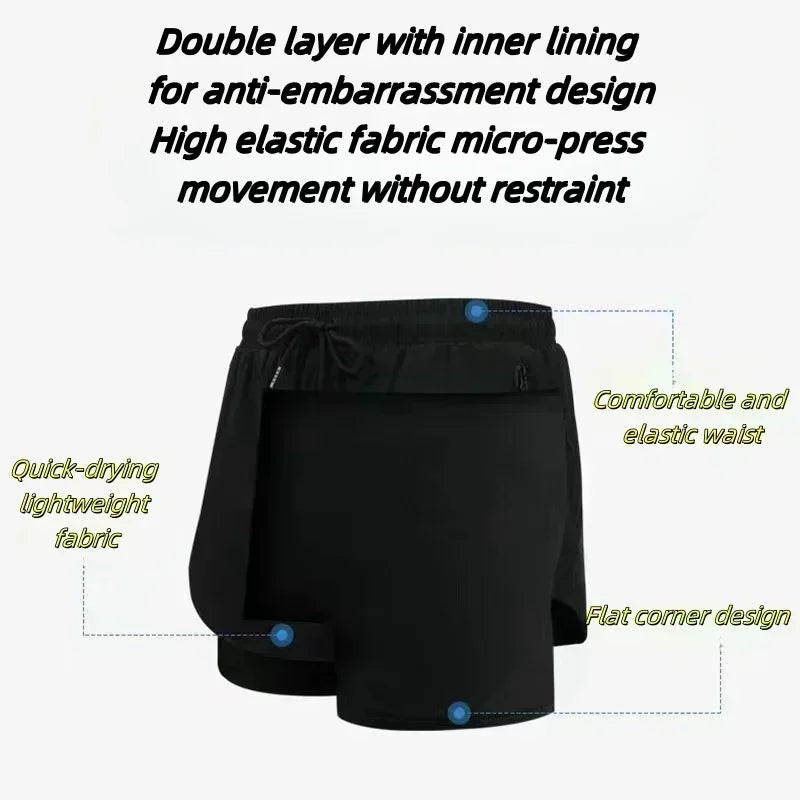 2026 Summer Dragon Ball Super Goku Ultra Instinct Retro Gym Men's Double Layer 2-in-1 Shorts Oversized Print Fitness Streetwear