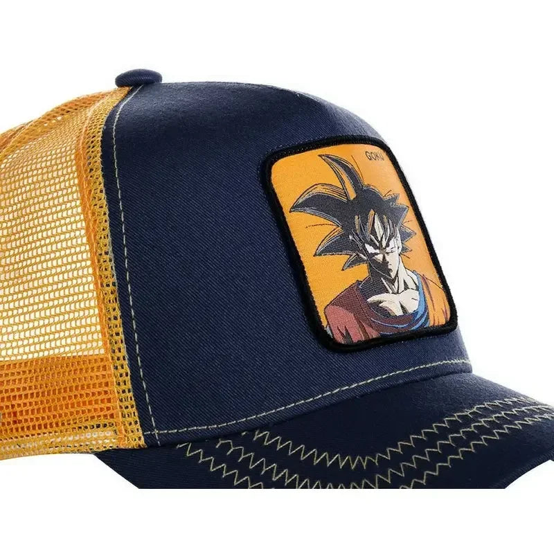 Boné de Basebol Dragon Ball Son Goku para Homem, com Bordado, Pala de Sol, Rede Trucker Ajustável, Estilo Hip-Hop para Viagens de Verão