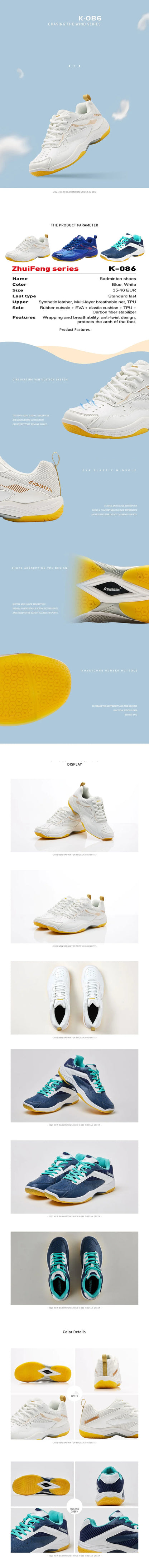 Kawasaki Men’s Badminton Shoes Professional Sports Shoes for Women Breathable Indoor Court Sneakers K-086