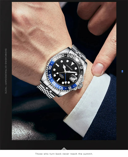 Orologio da uomo GUANQIN GMT 2025, nuovo orologio automatico da uomo NH34, meccanico da polso, vetro zaffiro, acciaio inox, per mancini